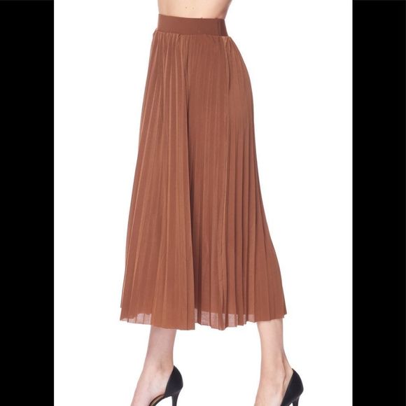 Solid Pleated Midi Skirt - Picture 3 of 3